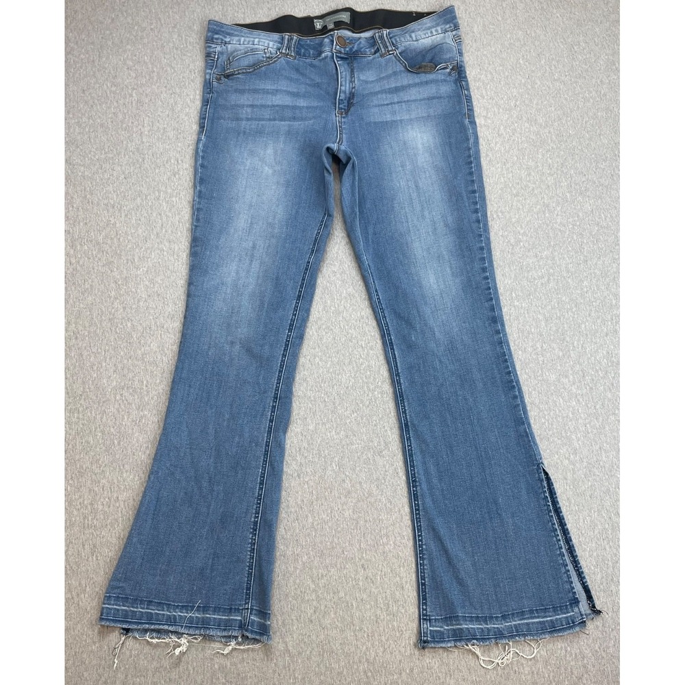 Wit & Wisdom Jeans Womens 14 Blue Cotton Blend‎ Stretch Slit Frayed Hem Flared